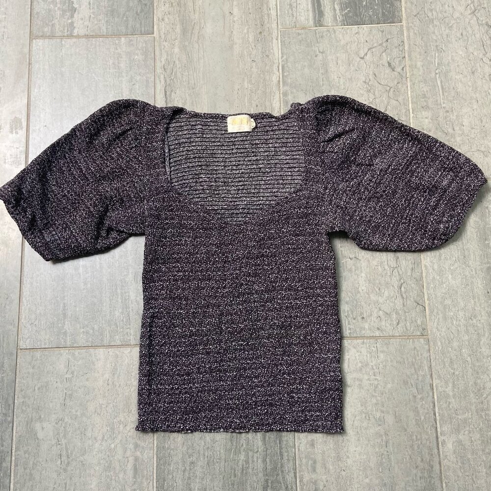 Nation LTD Knit Puff Sleeve Top in gray